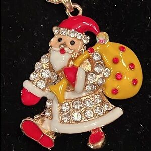BETSEY JOHNSON RED & YELLOW ALLOW WITH RED & WHITE CRYSTAL SANTA NECKLACE